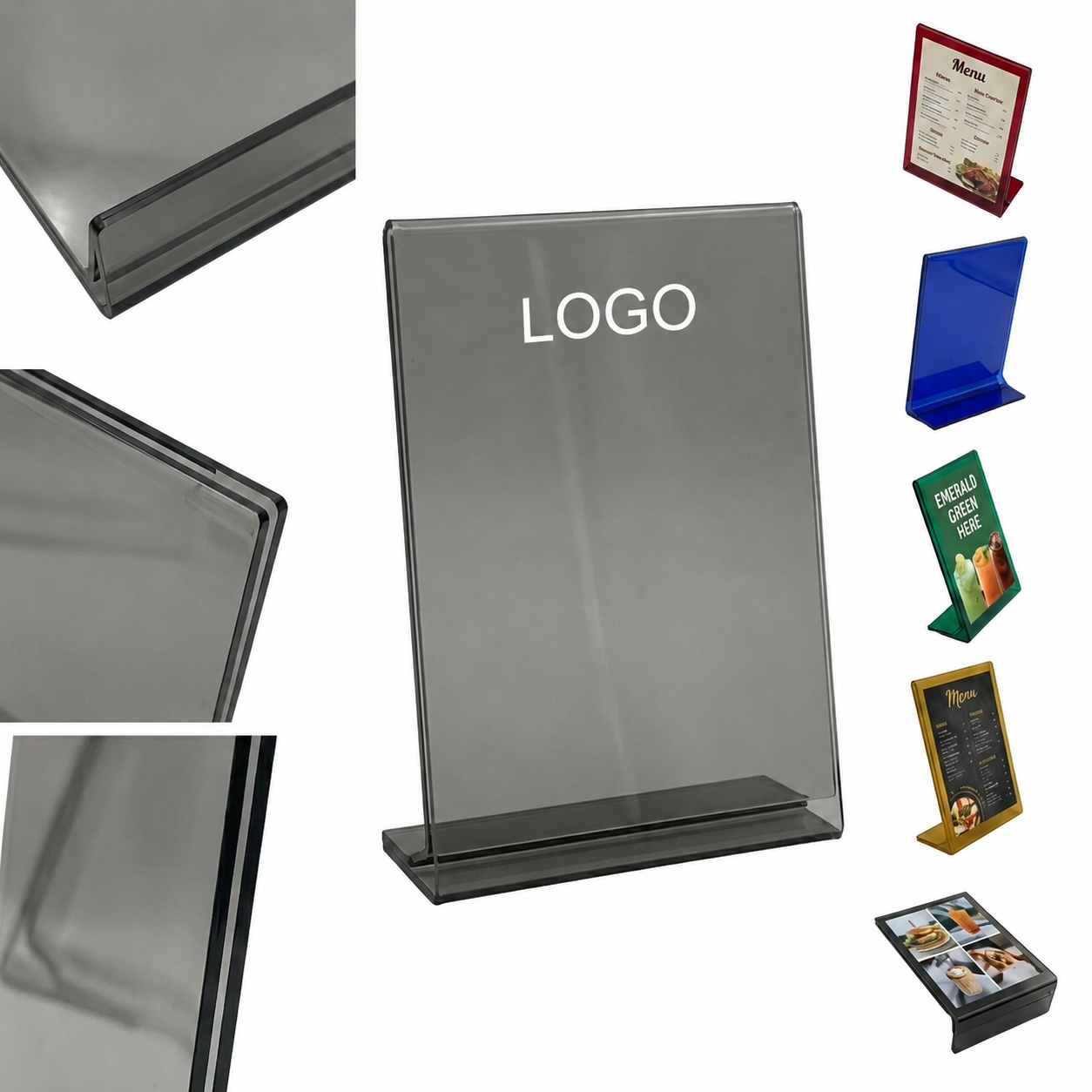 Desktop Tinted Acrylic Menu and Sign Display Stand