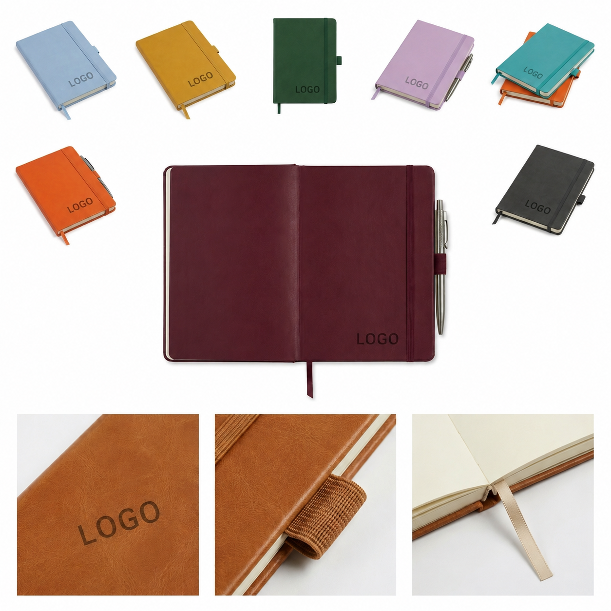 A5 Hardcover Executive Journal with Elastic Strap and Pen Loop