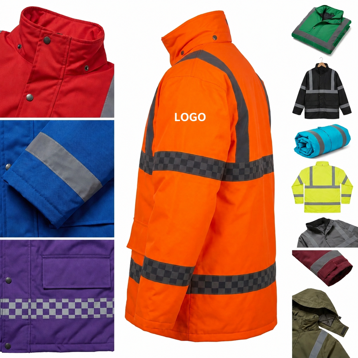 High-Visibility Weather-Resistant Safety Parka with Reflective Trim