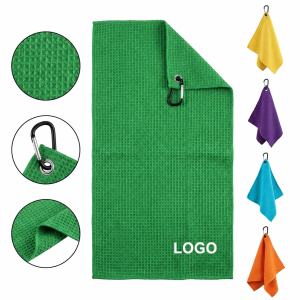 Waffle Weave Microfiber Sport Towel with Carabiner Clip