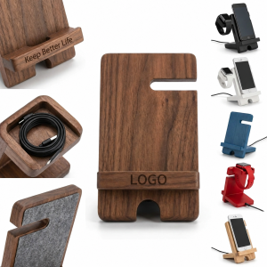 Sustainable Wood Desktop Dock for Mobile Devices and Smartwatches