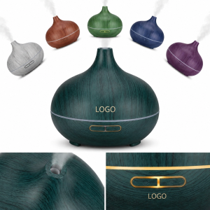 Compact 300ml USB Ultrasonic Diffuser with Wood Grain Finish and Ambient LED