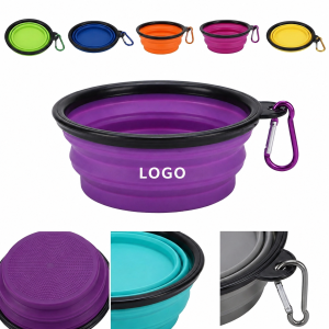 Portable Collapsible Silicone Pet Bowl with Aluminum Carabiner